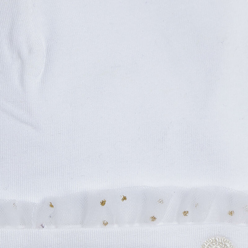 Infant Girls White Applique Cap image number 2
